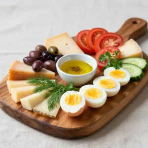 Mediterranean Breakfast Platter with Olives and Feta