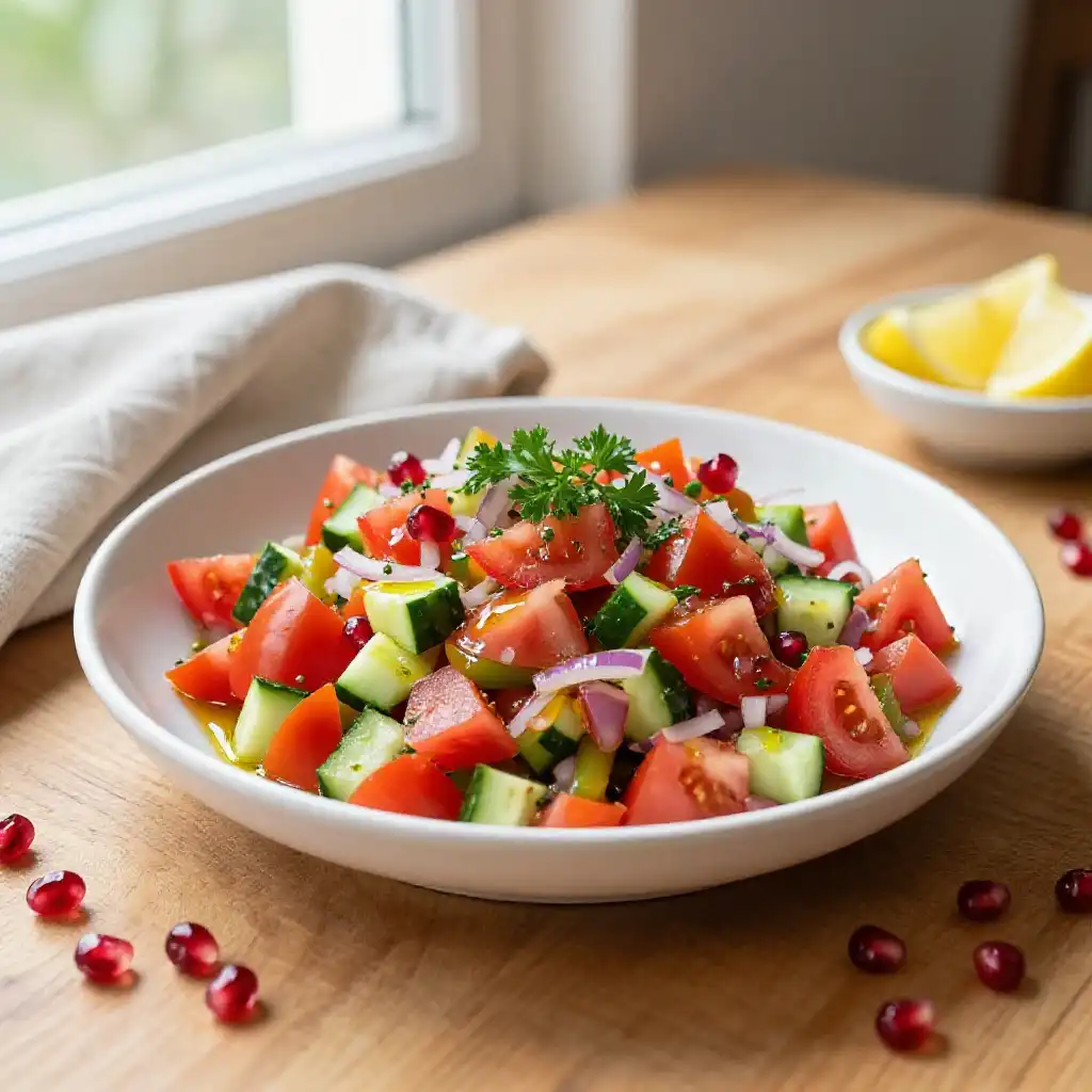 Turkish Coban Salatasi Shepherd Salad plated dish
