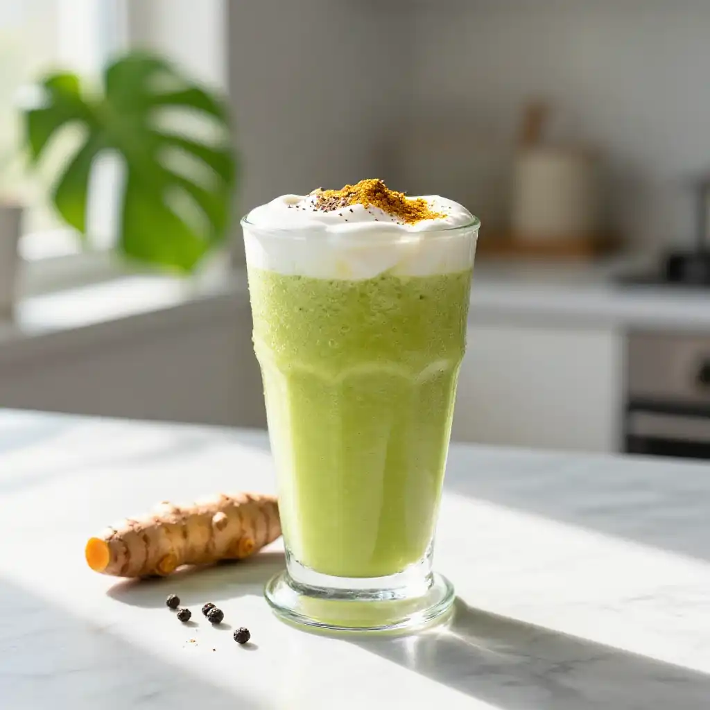 Turmeric Black Pepper Green Smoothie plated dish