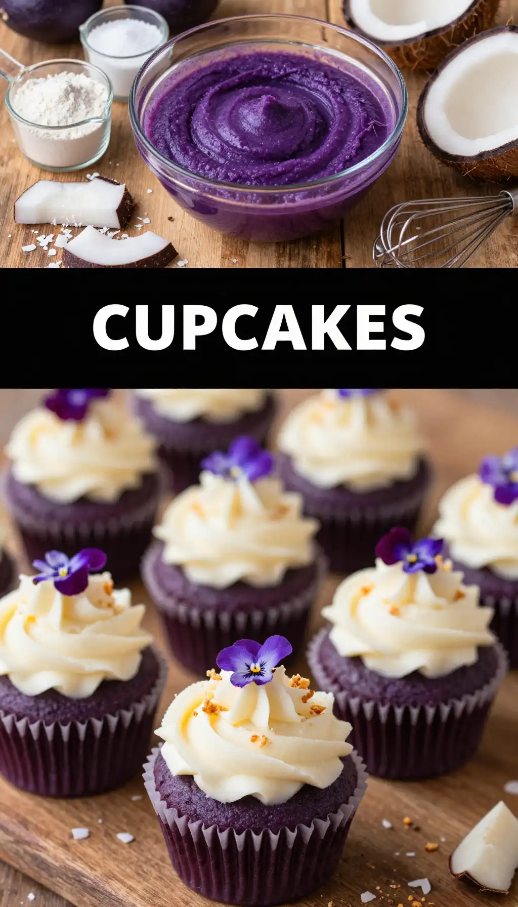 Ube Purple Yam Cupcakes with Coconut Cream Cheese Frosting pinterest pin