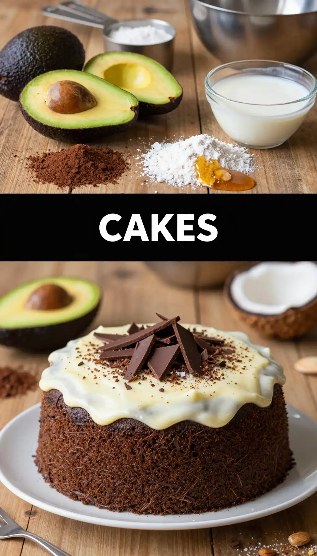 Vegan Chocolate Avocado Cake with Coconut Cream pinterest pin