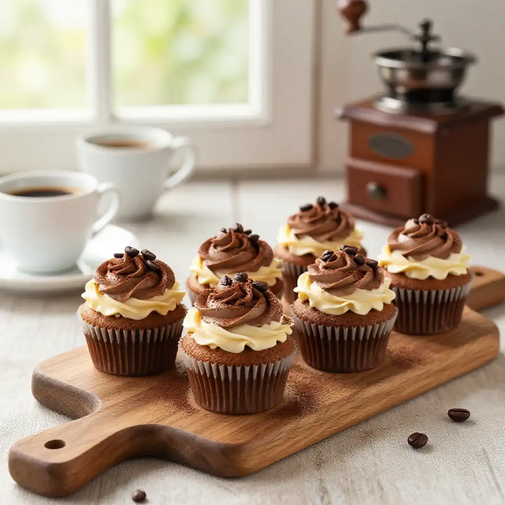 Vietnamese Coffee Cupcakes with Coffee Buttercream plated dish