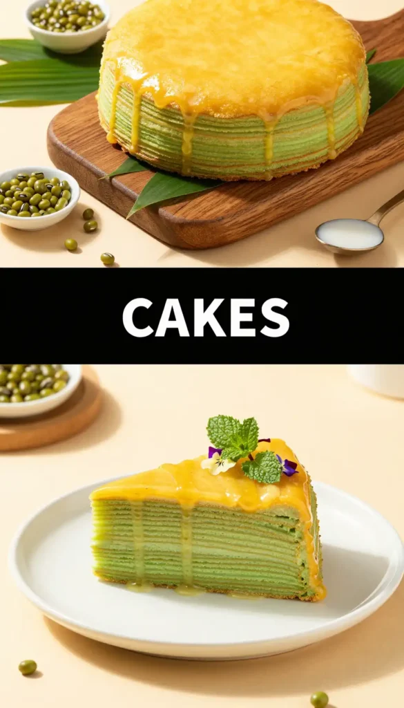 Vietnamese Pandan Layer Cake with Mung Bean Filling