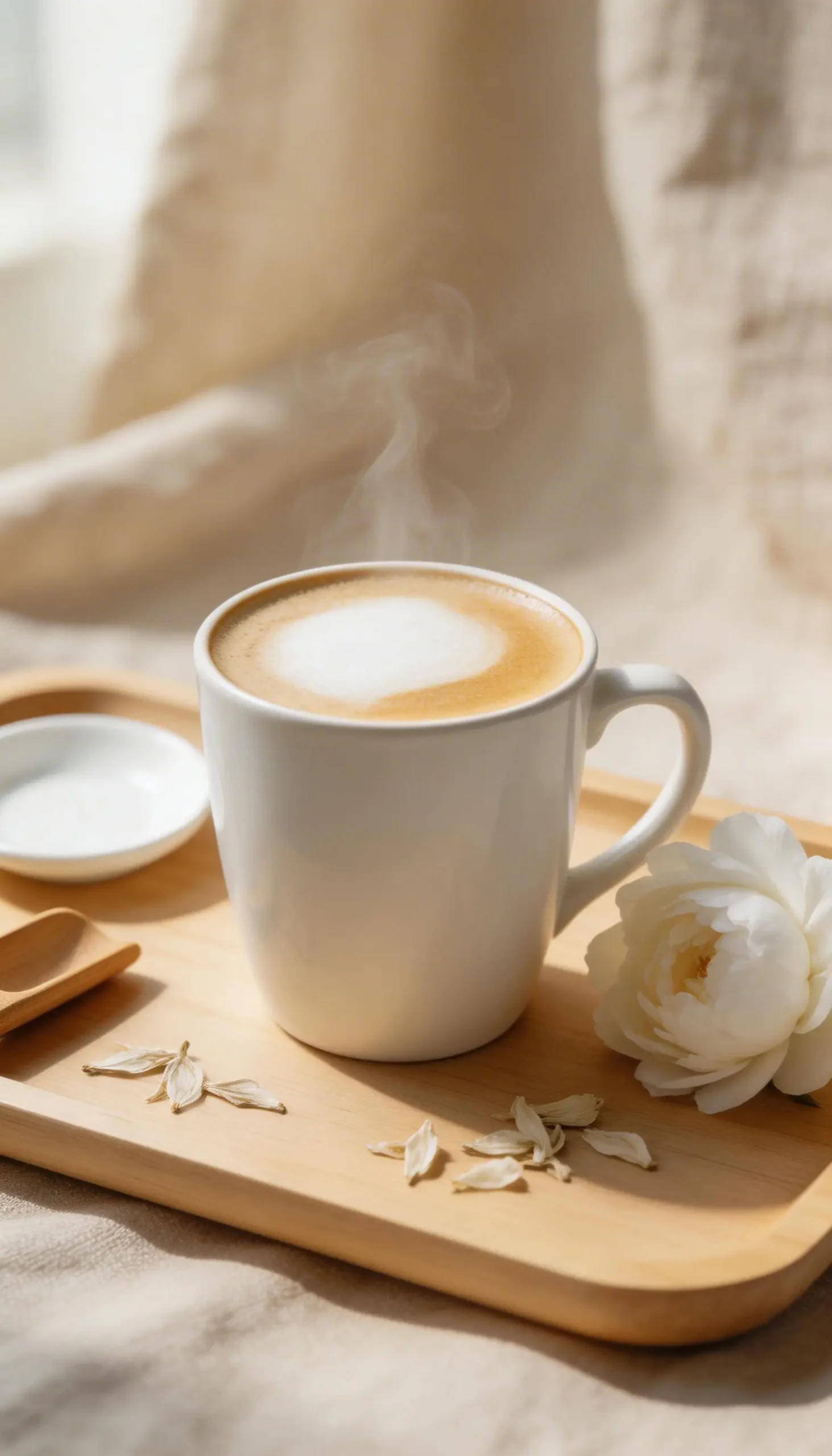 White Peony Bai Mu Dan Latte plated dish