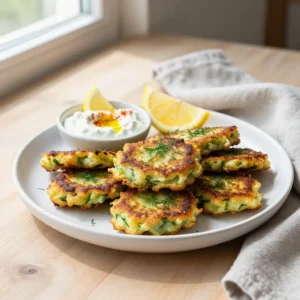 Crispy Zucchini Fritters with Tangy Greek Yogurt Dip